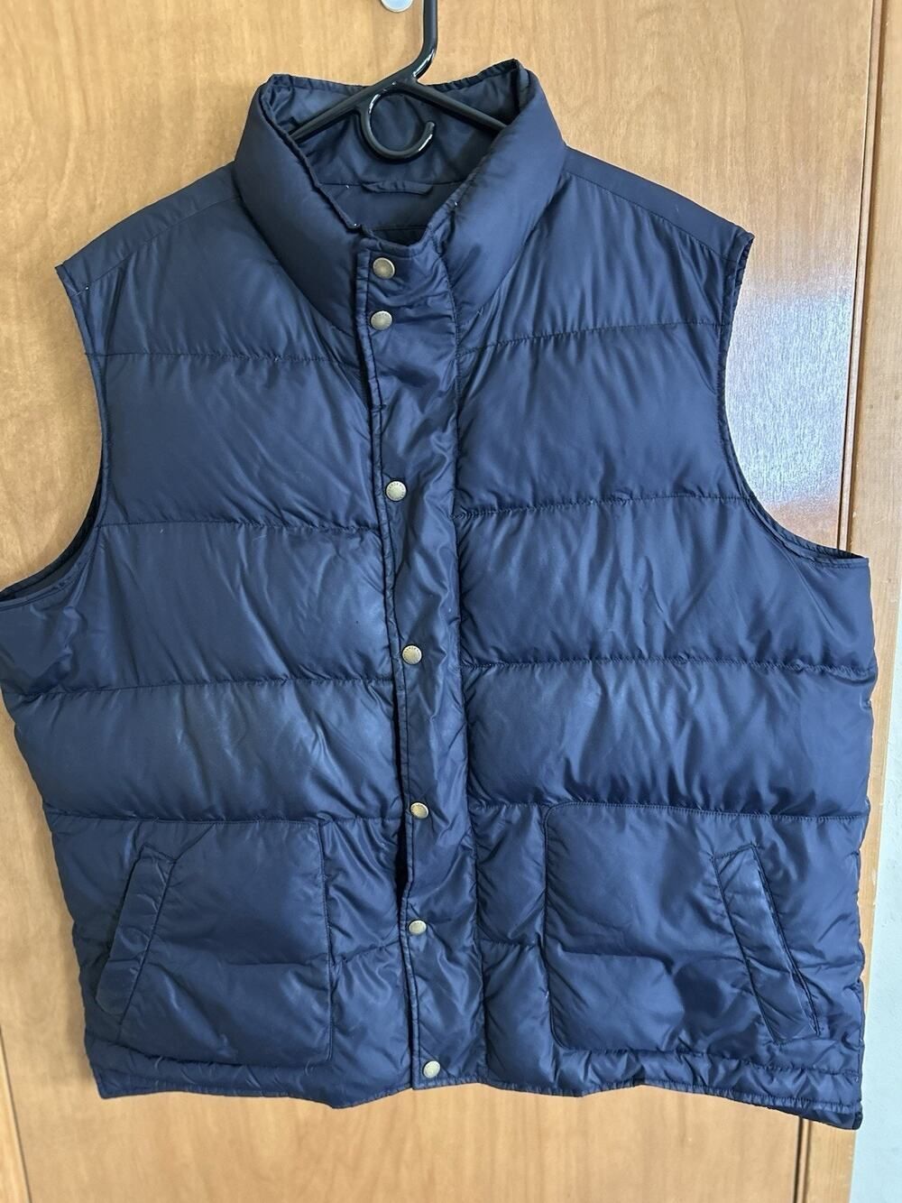 Lands' End Down Puffer Vest Mens 2XL 50-52 Black Nylon Down Insulated Snap Front
